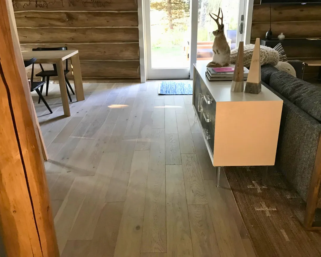 wood flooring installation in living room-